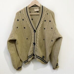 Taylor Swift Fearless Cardigan Size XL/2XL Tan Embroidered Stars
